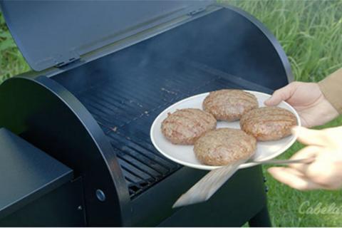 Traeger Bacon Gorgonzola burgers