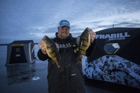 Brian Brosdahl with a haul of yellow perch.Photo credit: Heather Brosdahl ...