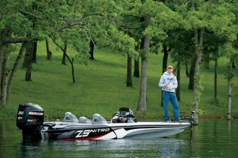 Angler fishing from boat