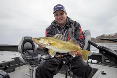 The author Jason Mitchell with a brilliant gold walleye.  High water cycle that has brought many new fishing opportunities across the upper Midwest over the past two decades.  In many cases, small wat...