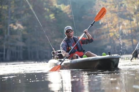 Kayak angler paddleing