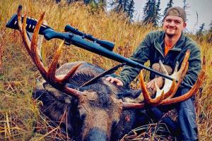 Hunter with large moose